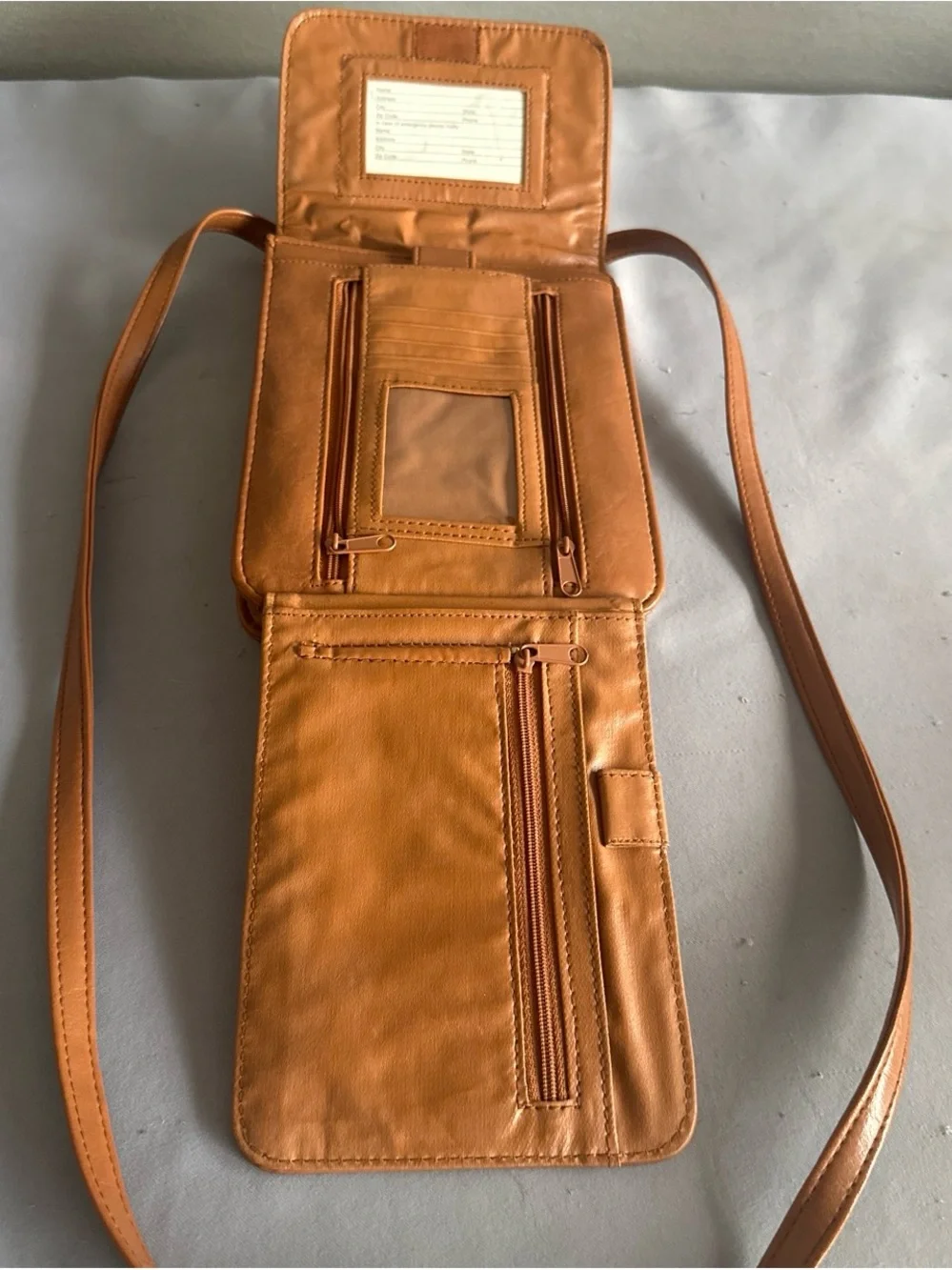 Copper Creek Chestnut Small Leather Messenger Crossbody with Embossed Logo